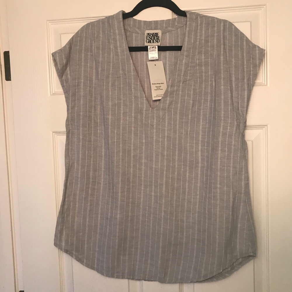 NWT Prairie Underground Broken Stripe Top Chambray